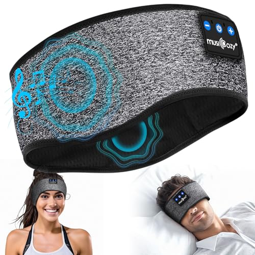 MUSICOZY Sleep Headphones Headband Bluetooth 5.4 Soft Headphones for Sleeping & Sport with Thin Speakers,Wireless Music Earphones Headband Tech Gadgets Gifts for Men Women Teens Yoga Relax Travel