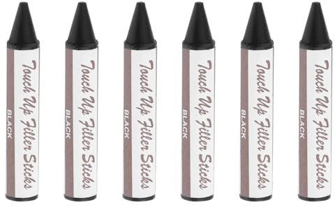 PATIKIL Pennarelli Ritocchi Mobili, 6pz Bastoncini Cera per Stucco per Legno, Pastelli Riparazione Mobili per Graffi, Pavimento Legno, Fori, Tavoli, Nero