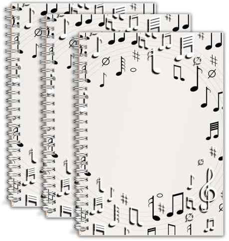 (3 Pack)Blank Sheet Music Notebook, Composition Staff Paper Notebook, Manuscript Paper Notebook, 11 Staves, Art Music Notebook Black, Total 480 Pages, 26x19cm,Music Notebook (White Music)
