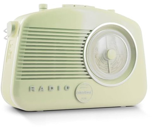 Steepletone Brighton BT Retro Radio With Bluetooth Connectivity, FM MW & LW, Battery & Mains Operated, Headphone Socket, Portable Classic Style (Cream)