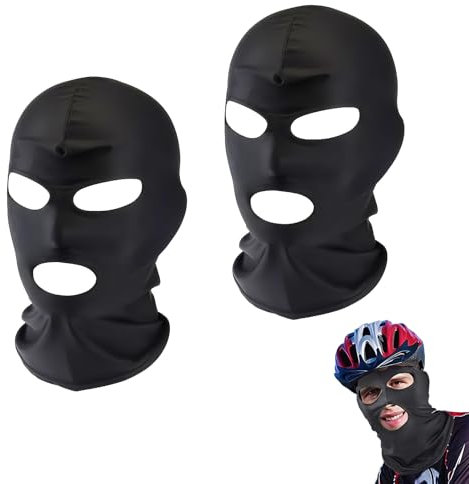 ZWWOGE 2 Pack Dünn Skimaske, Sturmhaube mit 3 Löchern für Herren/Damen, Balaclava, Atmungsaktiv Gesichtshaube Sturmmaske, Vollgesichtsmaske, Winddicht, Einheitsgröße, für Outdoorsports