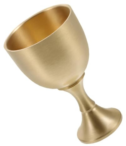Garneck Calice Doré Laiton Verre Vintage à Pied Coupe à Liqueur Wiccane Calice de Communion Simule Saint Graal
