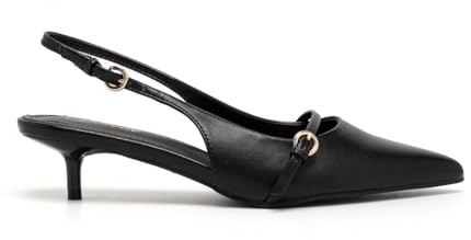 Gizelle Women’s Pointed Toe Sandals Slingback Kitten Heel Wedding Party Elegant Pumps Sandals for Womens, Black Matte-5