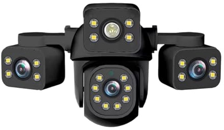 Säkerhetskameror, 15MP Treskärms Trelins WIFI IP Färg Nattseende Kamera Automatisk Spårning IP66 Vattentät Video(15MP WIFI NO Card)