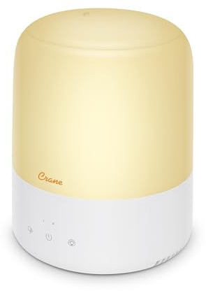 Crane Top Fill Mini Humidifier for Bedroom and Nursery 3-In-1 Essential Oil Diffuser Sleep Light 0.5 Gallon Baby Humidifier