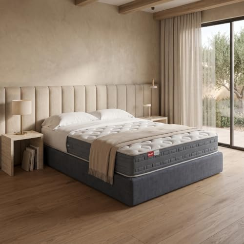 PIKOLIN Colchón Sostenible Muelles Ensacados con Viscofoam 28cm | Confort Alto | Independencia de Lechos | Alta Transpirabilidad | Firmeza Media y Tejido Seaqual | Modelo Galeón | 105x190