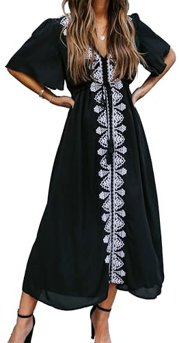 YouKD Summer Floral Long Kaftan Bohemian Loungewear Beach Swimsuit Cover Up Maxi Robe for Women