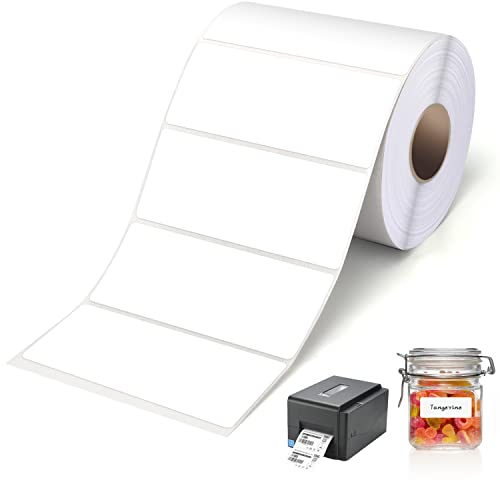 1000 Sticky Labels, Selbstklebende Adress-Etiketten, Blanko-Weiße Etiketten auf Rolle, Klebeaufkleber, Mehrzweck für Marmeladengläser, Versand, Partytüten, Preis, Gefrierschrank, Porto 89 x 36mm
