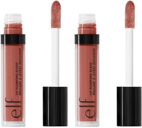 e.l.f. Lip Plumping Gloss, Hydrating, Nourishing, Invigorating, High-Shine, Plumps, Volumizes, Cools, Soothes, Mocha Twist, 2.70 ml (Pack of 2)