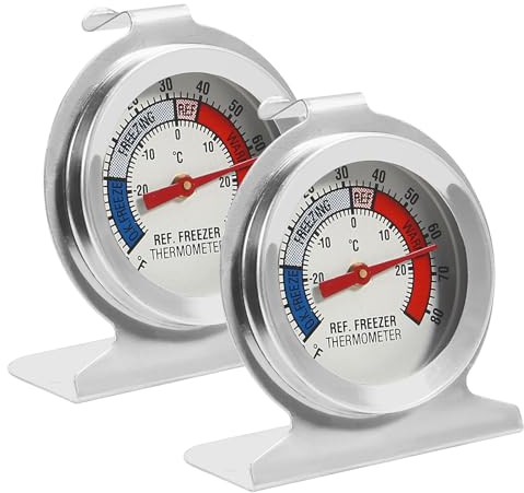 AITRIP 2PACK Fridge/Freezer Thermometer, Stainless Steel Dial with Hanging Hook and Retractable Stand