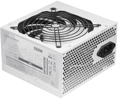 Mars Gaming MPIII550, PC ATX 550W Netzteil, 5 Jahre Garantie, Silent AI-RPM Technologie, 85% Wirkungsgrad, Weiß