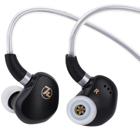 Linsoul 7HZ G1 In-Ear Monitor,Cuffie IEM con Diaframma Dinamico DLC da 10 mm,Auricolari da Gaming con Cavo Placcato Argento OFC Staccabile per Musicisti Audiofili(3.5mm Senza Mic,Nero)