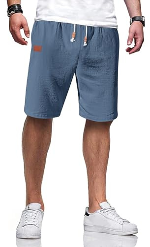TARAINYA Algodón Lino Pantalones Cortos Hombre Cordon