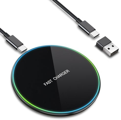 15W Cargador Inalambrico Carga Rapida para iPhone 16/15/14/13/12,Cargador Inalámbrico Rápido para Samsung Galaxy S25/S24 Ultra/23/S22/S21,Carregador Sem Fios Wireless Charger Base Carga Inalambrica