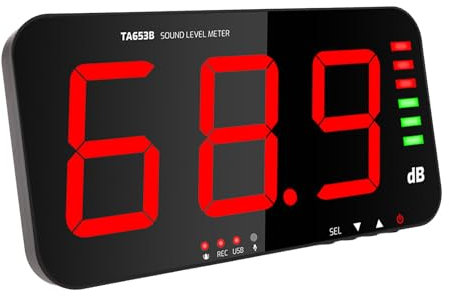 Sonomètre testeur, décibelmètre de 30 à 130 dB avec buzzer intégré, sonomètre numérique avec grand écran d'affichage LCD, sonomètre mural pour la mesure du bruit