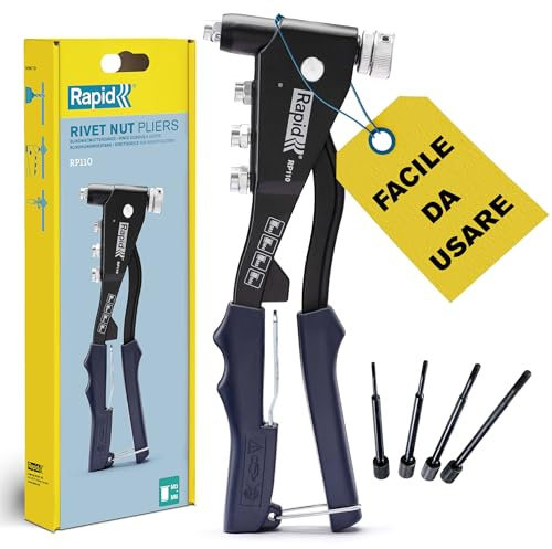 Rapid RP110 Blindnietmutterzange – Nietzange für M3, M4, M5, M6 Blindnietmuttern – Aluminium-Druckguss, Softgrip-Griff, integrierter Montageschlüssel