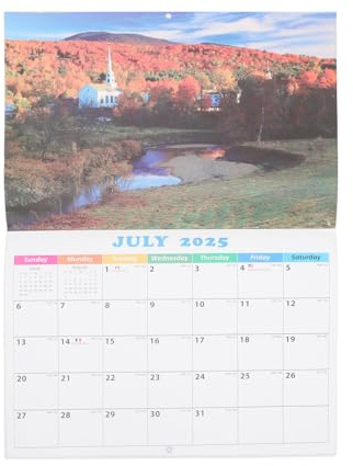 DOITOOL Calendrier Mural Paysage Décoratif avec Planificateur Mensuel et Rappels Vacances Calendrier Suspendu pour Bureau et Organisation Familiale Format Mois Complet