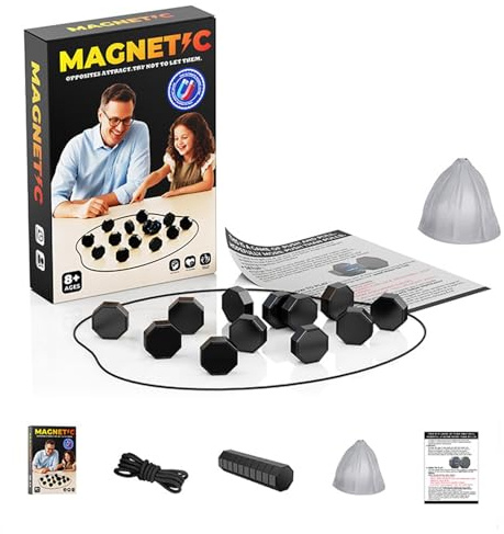 Juegos de Ajedrez Magnéticos, Juego de Mesa de Tonos y Señales, Juegos de Estrategia de Rompecabezas, Regalos para Niños Inteligentes, para Familia, Fiestas, Viajes y Campamentos 20 Pieces in Black