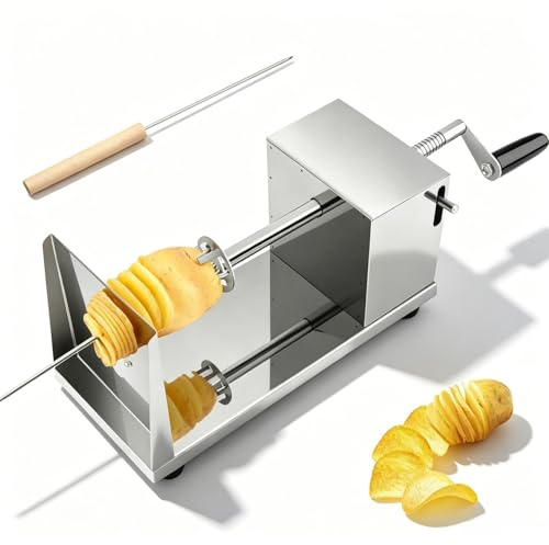 Zencantorous Affetta Patate a Spirale, Affettatrice Spirale di Patate, Tagliapatate a Spirale, Affettatrice a Spirale, con Manovella e Piedini in Gomma Antiscivolo per Frutta, per Patate, Carote