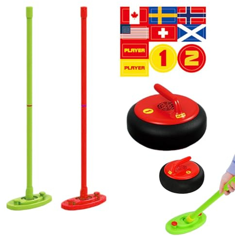 Shuffle Board Curling-Spiel – elektrisches, leichtes Shuffleboard-Curling-Set, lustiges Indoor- und Outdoor-Sportgerät für Kinder | Für Familien-Eltern-Kind-Teams spielen Eisstockschießen und mehr