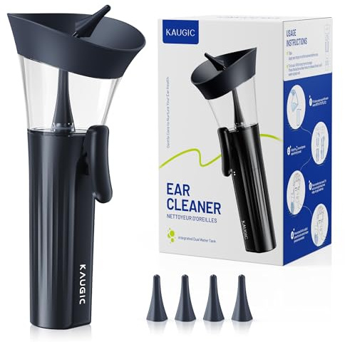 KAUGIC Manual Ear Wax Removal Kit for Adults, Compact Ear Cleaner, Blue | One-Hand Design, Comfortable Ergonomic Grip, Soft Silicone Tips, Safe & Gentle Ear Irrigation, Ideal for Home & Travel Use