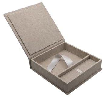 Elegant Disk matrimonio USB/DVD della scatola con foto di Box 13 X 18 cm. tessuto di lino