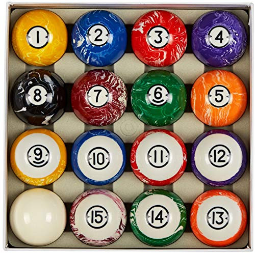 Collapsar Deluxe 5,4 cm Billard-Billardkugeln, Marmor-Stil, Billardkugeln, komplettes 16 Kugel-Set (mehrere Stile erhältlich) (weißer Marmor mit schwarzem Dreieck)