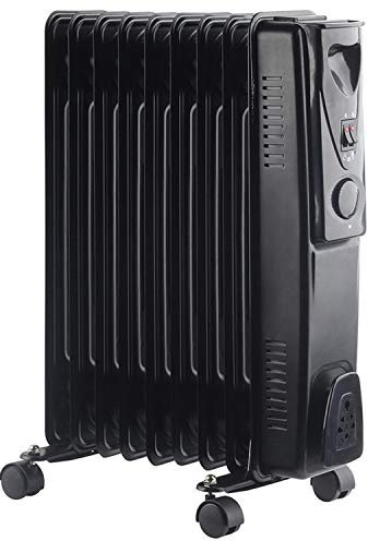 9 Fin 2kW Oil Filled Radiator, Black