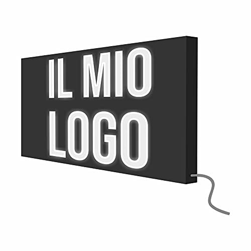 Vestin - Insegna personalizzata luminosa quadrata monofacciale in dibond con interno in plexiglass - Vari colori (NERO, 60x60 cm)
