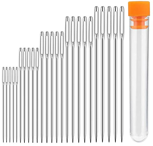 Sewing Needles Large Eye Sharp Point, 25pcs Large Eye Stitching Needles Hand Sewing Needles,Yarn Knitting Needles in a Clear Tube Sewing Needles Set (25)