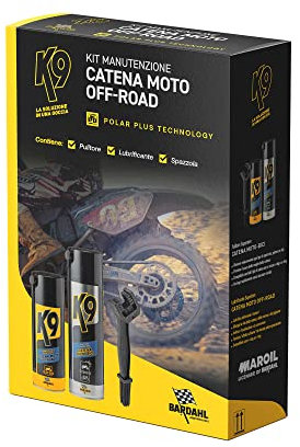 Bardahl - Kit Manutenzione Catene e Organi di Trasmissione, Kit Speciale per Catena Moto off-Road, Anti-Ruggine e Anti-Corrosione, Rimuove Morchie, Grasso e Sporco, con Spazzola Pulisci Catena