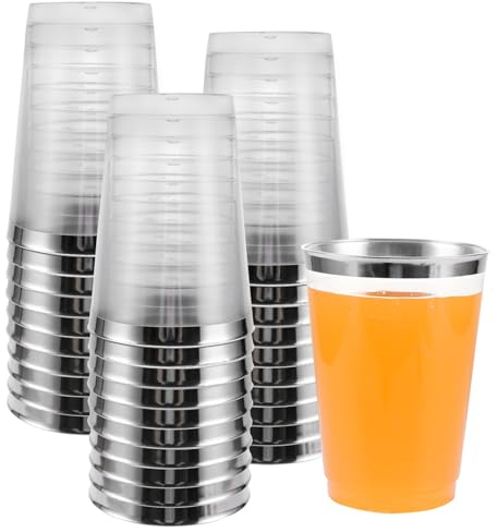 JMIATRY 50 Stück Plastikbecher, 360ml Kunststoffbecher Transparent, Wiederverwendbare Trinkbecher für Cocktail, Champagner, Bier, Soda, Getränk