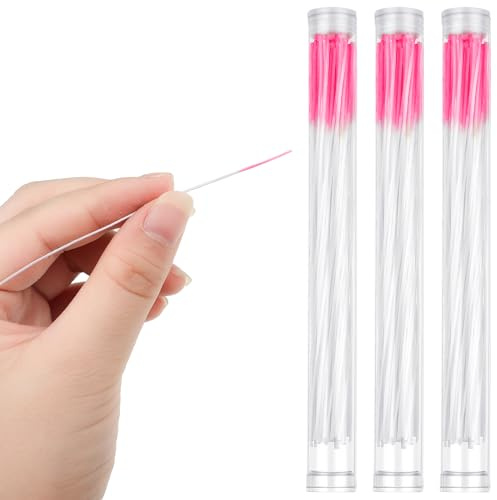 Maitys Lot de 180 nettoyeurs de trous pour boucles d'oreilles, fil de nettoyage de perçage, parfum rose, soin des oreilles, fil dentaire jetable (rose)