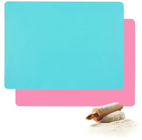 2 Stück Bastelunterlage Kinder 40x30cm, Silikonmatte Bastelunterlage, Malunterlage Schule, Knetunterlage, Bastelunterlage Schule für Kinder, Mehrzweck Antihafte Rutschfeste Silikon Unterlage, Platzset