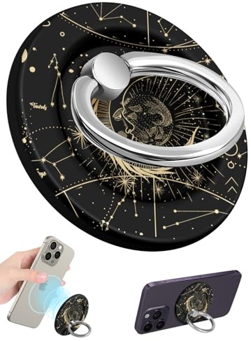 Lotadilo for Magnetic Phone Ring Holder Compatible with MagSafe for Women - Cute Design Magnet Phone Grip Ring Stand Kickstand for iPhone 17/16 Pro Max/16 Pro/16/15/14/13/12 Series, Sun Moon