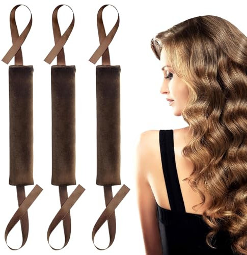 LunarCharm 3 bigodini senza calore per riccioli notturni, con fascia, senza bigodini termici per dormire, morbidi bigodini notturni senza calore per tutti i tipi di capelli, Marrone, XL
