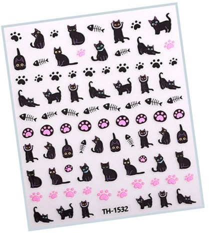 Bowknot Nails Autocollants pour ongles Art 3D Chat Pattes Ongles Autocollants d'art pour ongles Designs Ongles Décalcomanies Ongles Décorations d'art