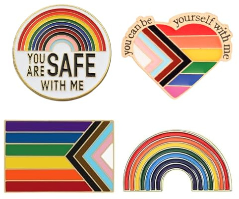 4 st Pride-nålar, regnbågsnålar, regnbågsnålar, metallbrosch, klädtillbehör för ryggsäckar, smycken, hattar, jackdekoration, roliga regnbågstillbehör, 0, Metall