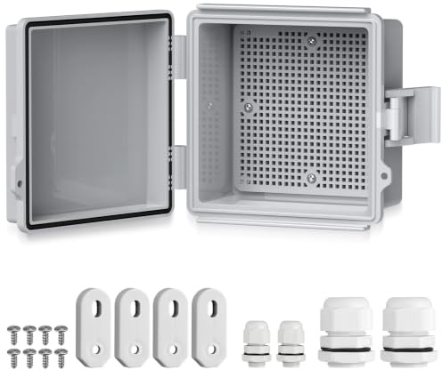 EYPINS Vattentät fördelningsbox IP67, kopplingsdosa vattentät ABS-plasthölje utomhus eluttag, växellåda, strömlåda med monteringstillbehör 15 x 15 x 9 cm | grått kopplingsskåp