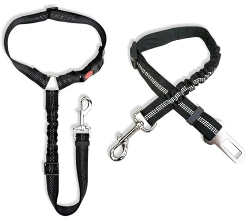 GGUFAY 2 Pièces Ceinture Securite Chien Voiture, Ceinture de sécurité pour Chien avec Longueur réglable, avec Absorption des Chocs et Mousqueton pour Tout Type de Voiture pour Tous Les Chiens et Chats