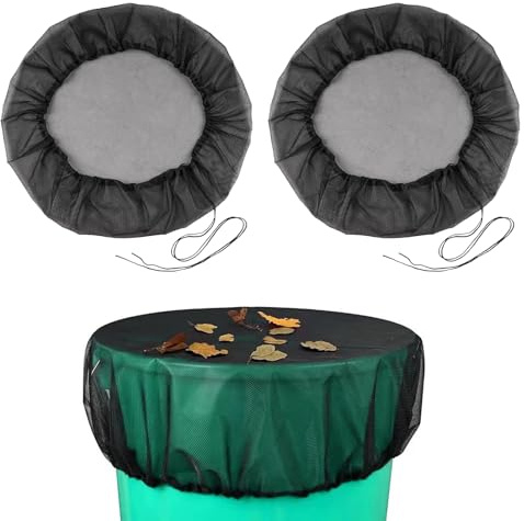Juego de 2 cubiertas para barril de lluvia, cubierta ajustable para barril de lluvia, tapa de barril de lluvia con goma, red para barril de lluvia, red para barril de lluvia, cubierta protectora