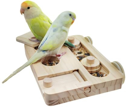 Rompecabezas de Madera para la búsqueda de alimento de Aves, Juguete Interactivo para Alimentar periquitos para masticación de Loros cacatúas y conuros Sol de tamaño pequeño y Mediano