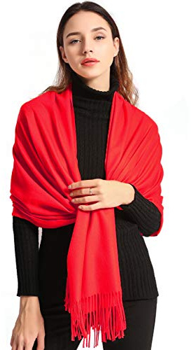 EASE LEAP Sciarpa Donna Pashmina Calda Lungo Invernale Trama Stile Elegante Di Soft 200 * 70cm(Rosso)