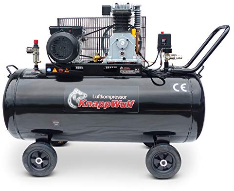 KnappWulf KW3500 200L 10bar 2200 W 78 dB kompressor 230 V | 4 anslutningar och 3 manometer | tryckluftskompressor 290 l/min utgång med vattenavskiljare och överbelastningsskydd