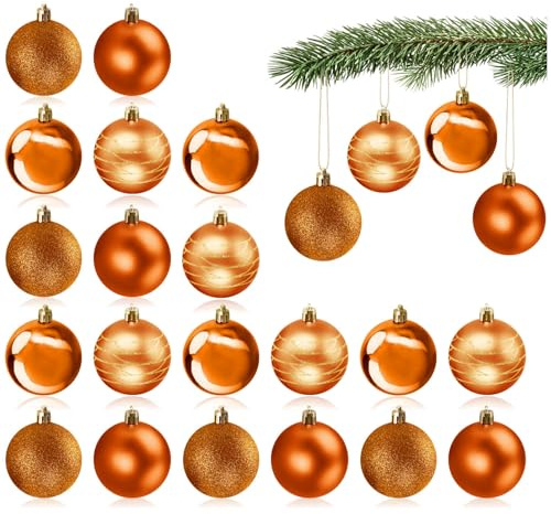com-four® 20x Bolas de Navidad - Adornos de plástico para Navidad - Adornos para el árbol de Navidad con Colgante, Ø 6 cm