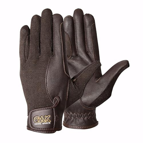 AK Solar Tech Summer Horse Riding Gloves – Soft Leather Equestrian Gloves with Breathable Mesh, Lightweight & Durable Grip for Women & Men (Brown, L)