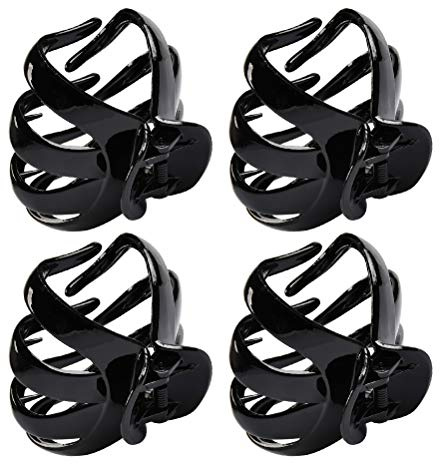 FOROREH 4er Pinzas para el cabello grandes Pinza para el cabello con pulpo antideslizante Clip con mango Pinzas para el cabello Peinados para mujeres Cabello grueso (Negro)