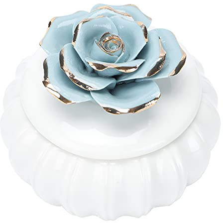 Cabilock 1pièce Boîte De Rangement Céramique Élégante Pot De Stockage Scellé Pratique Pour Bijoux Bonbons Et Petits Objets Comme De Mariage Ou Décoration Maison Modèle Floral Rose