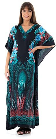 Looking Glam Neuf Femmes Surdimensionné Maxi Kimono Tunique Caftan Robe Caftan Grande - Sarcelle - Taille 46-50-29 Pouces