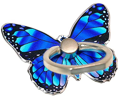 Kinizuxi Soporte de Anillo de teléfono Celular de Mariposa,Cute Anilla Movil SoporteRotación de 360 ° Anillo Soporte Movil Compatible con iPhone Samsung y Todos los teléfonos Inteligentes(Azul)